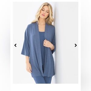 NWT Soma Size S Small Cool Night Pajama Wrap/Topper Serene Stripe Heather Ink